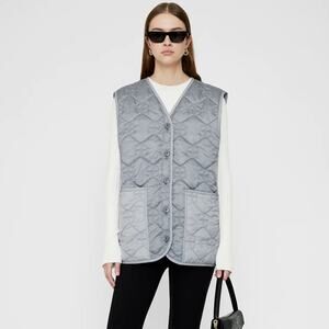 ANINE BING ANDY VEST MONOGRAM GREY S NWT